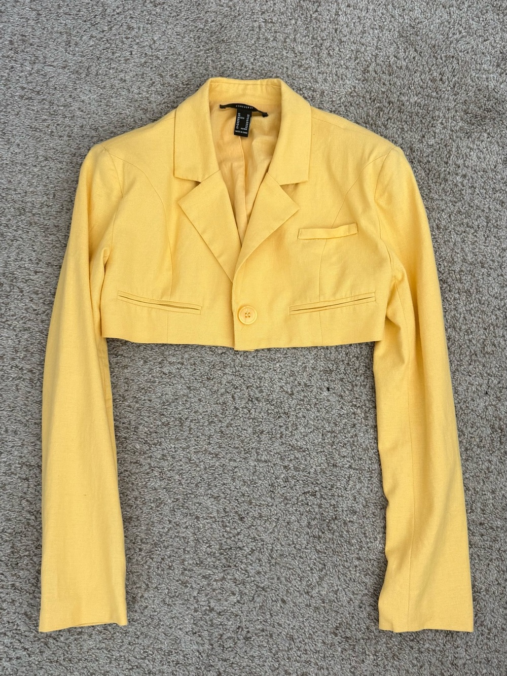 Forever 21 Yellow Cropped Women's Blazer Jacket